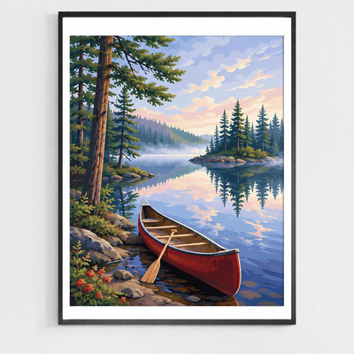 L'évasion en canoë du parc Algonquin - Peinture au numéro à faire soi-même