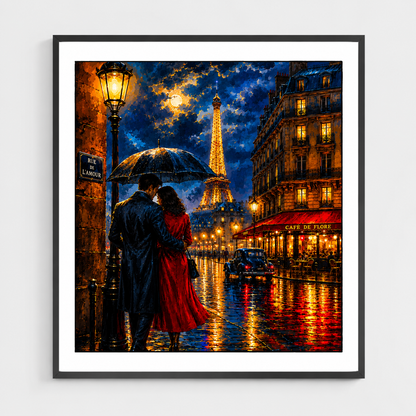 Parisian Romance on a Rainy Night - DIY Paint by Numbers