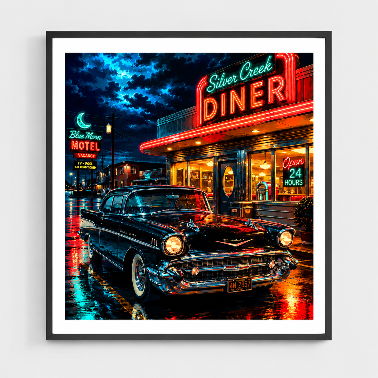 Neon Reflections on a Rainy Night - DIY Paint by Numbers