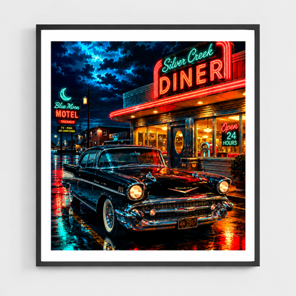 Neon Reflections on a Rainy Night - DIY Paint by Numbers
