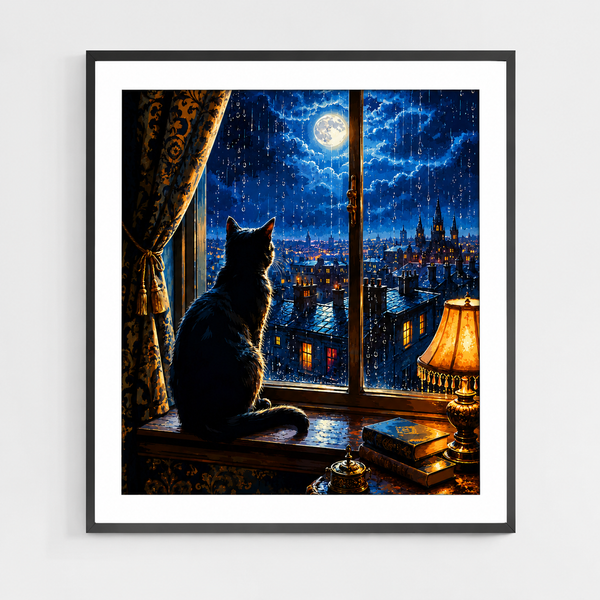 Cozy Rain-Lit Night with City View - DIY Paint by Numbers