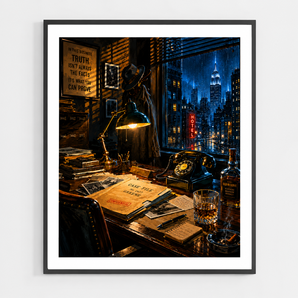 Noir Detective Office at Night - DIY Paint by Numbers