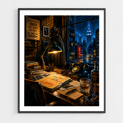 Noir Detective Office at Night - DIY Paint by Numbers