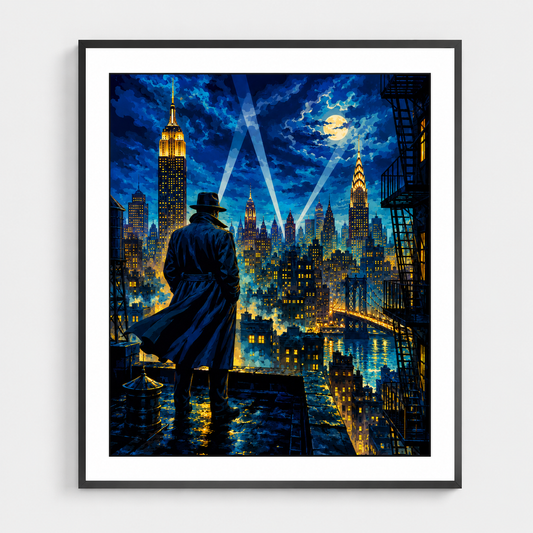 Noir Cityscape with a Lone Detective - DIY Paint by Numbers