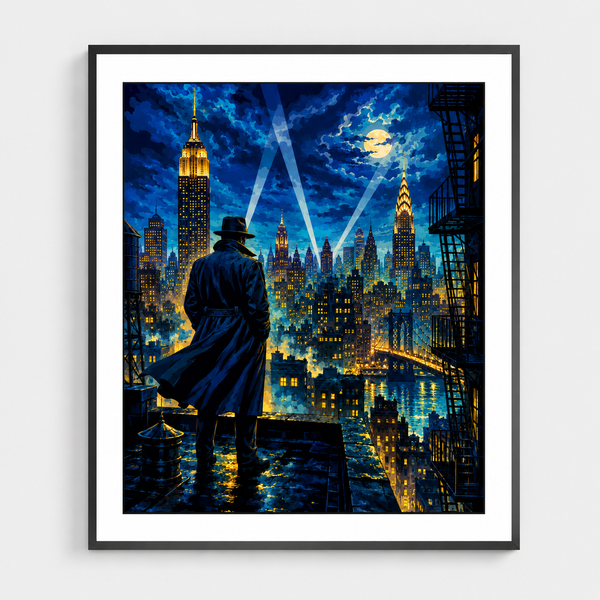 Noir Cityscape with a Lone Detective - DIY Paint by Numbers
