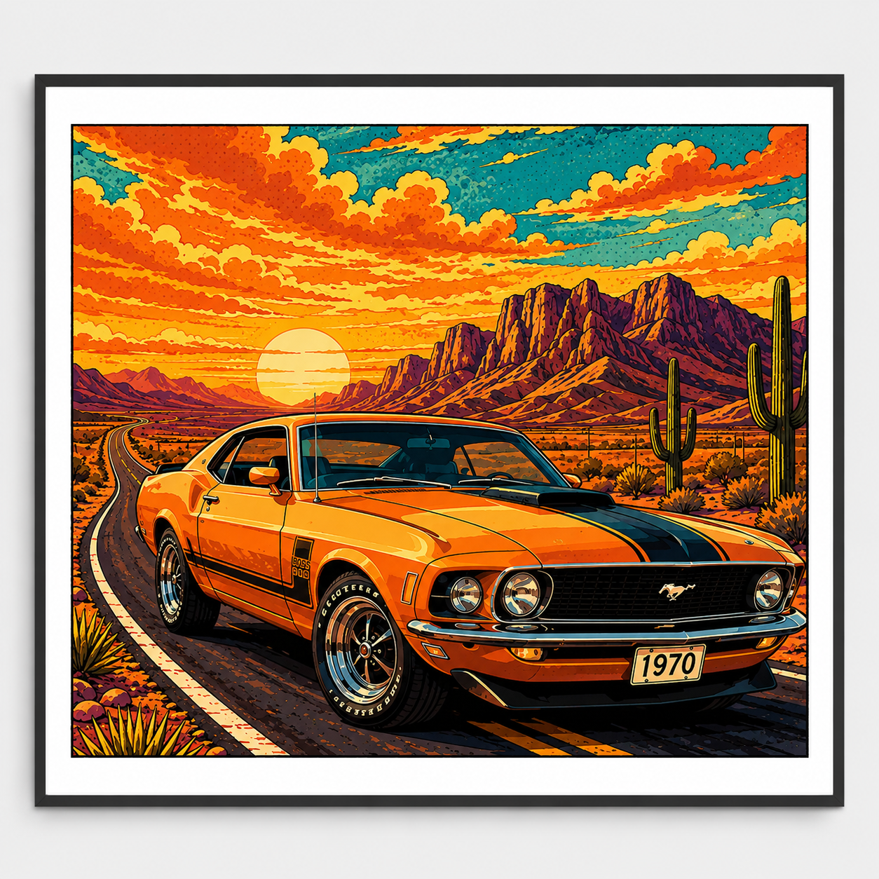 Retro Muscle Car Desert Highway - DIY Paint by Numbers