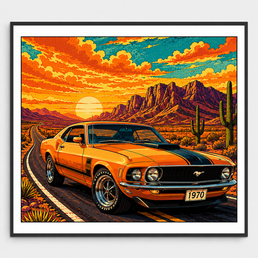 Retro Muscle Car Desert Highway - DIY Paint by Numbers