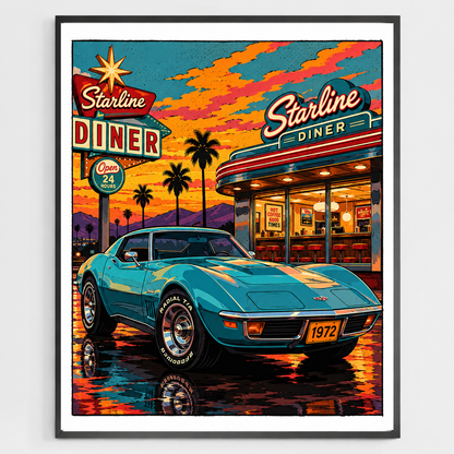 Starline Diner Sunset Cruiser - DIY Paint by Numbers
