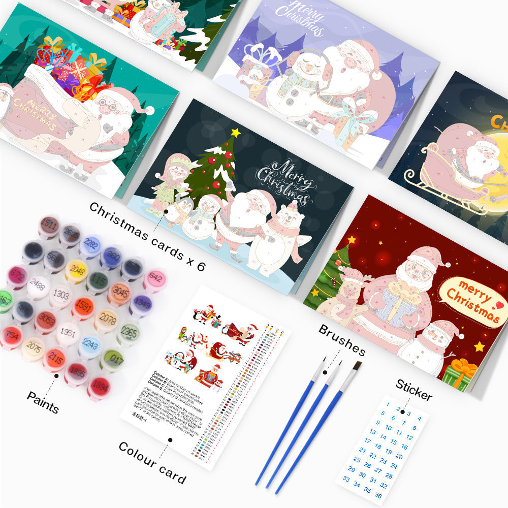 Paint by Numbers Christmas Card - Snowman Collection (Set of 6)