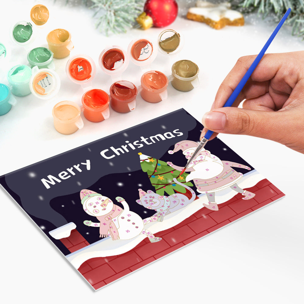 Paint by Numbers Christmas Card - Snow Collection (Set of 6)