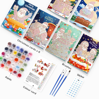 Paint by Numbers Christmas Card - Christmas Tree Collection (Set of 6)