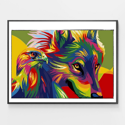 Colorful Eagle and Fox - DIY Paint by Numbers